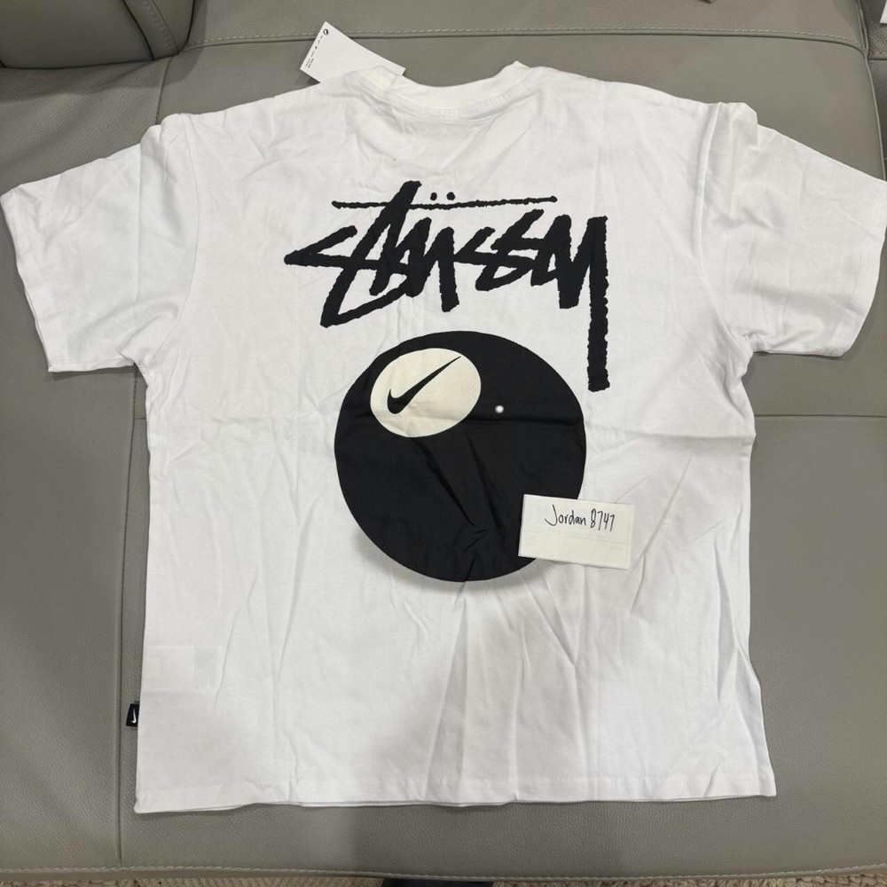 Stussy White Tee with Black Graphic